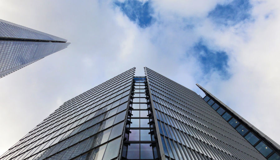 Low angle view of modern building against sky