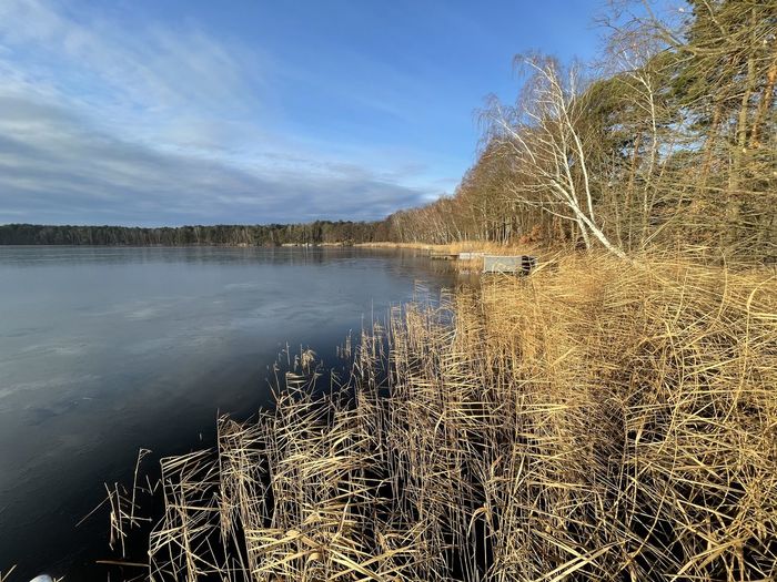 Scenic view of lake against sky