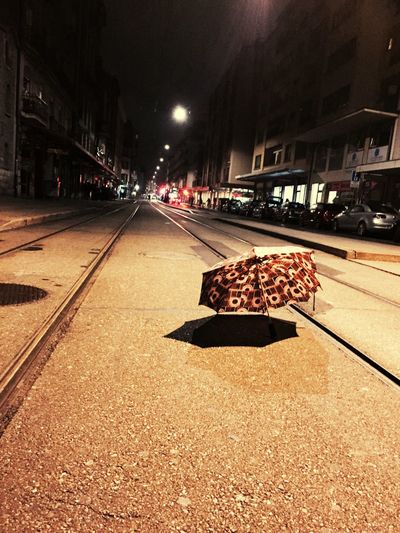 Road in city at night