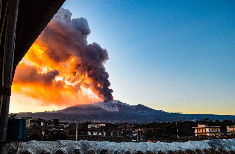Panoramic view of mount etna against sky