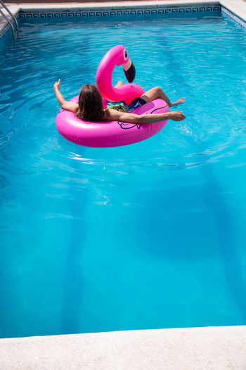 View of baby girl in swimming pool