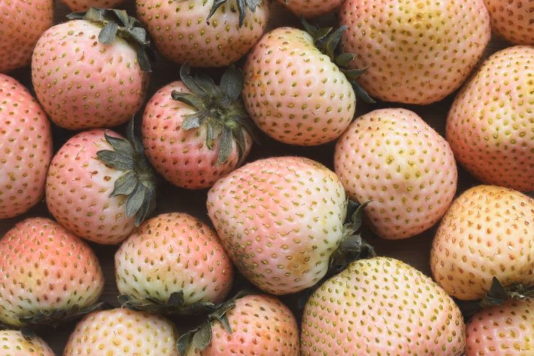 Full frame shot of strawberries for sale in market