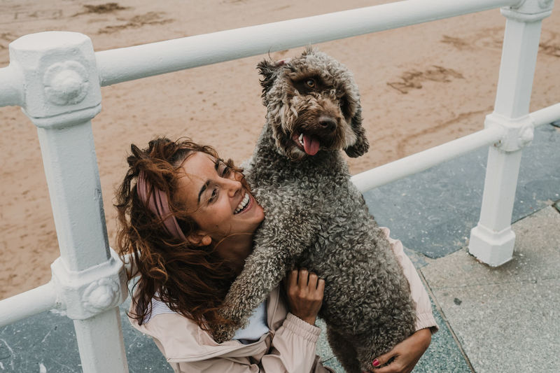 Happy woman with dog