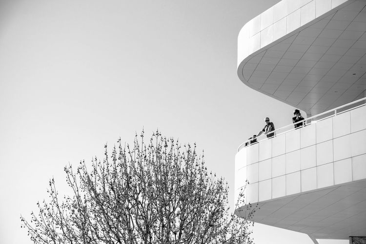 Low angle view of building against clear sky