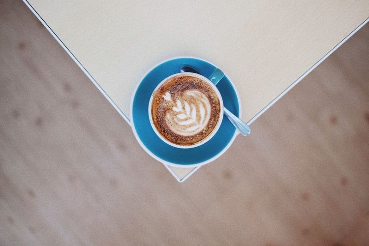 High angle view of coffee on table