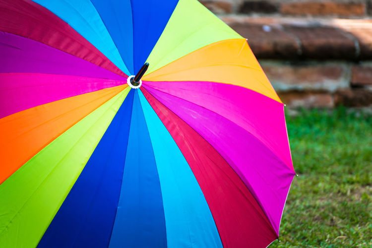 Close-up of multi colored umbrella
