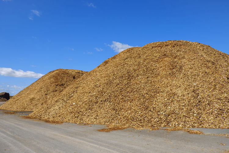 Woodchips piles on a storage site