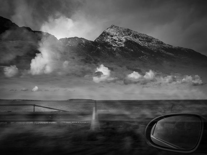 View from a car window double exposure 