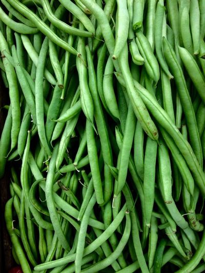 Full frame shot of green beans for sale at market stall