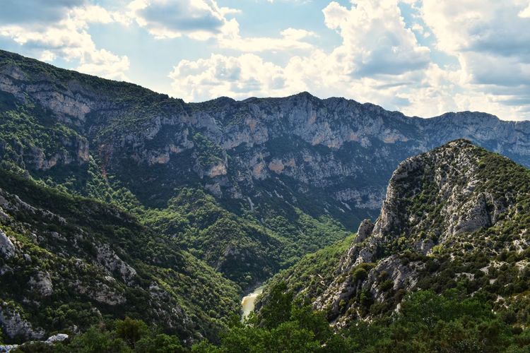 Scenic view of mountains against sky