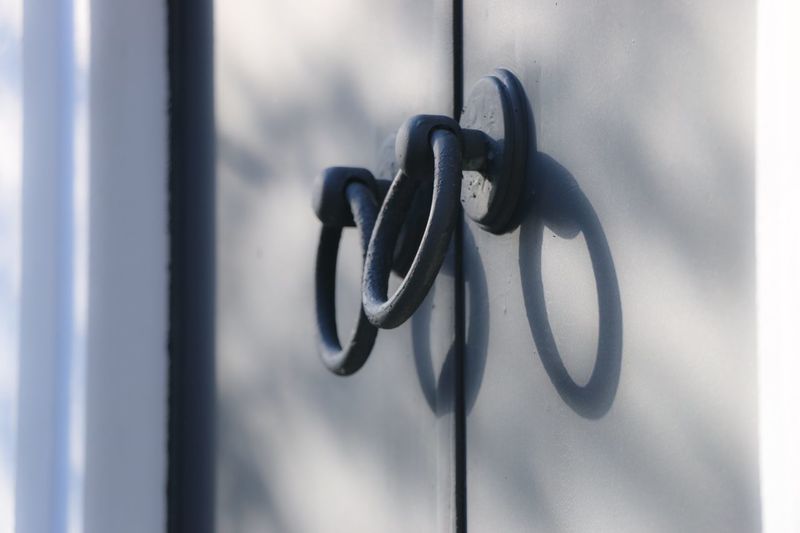 View of metallic door knocker