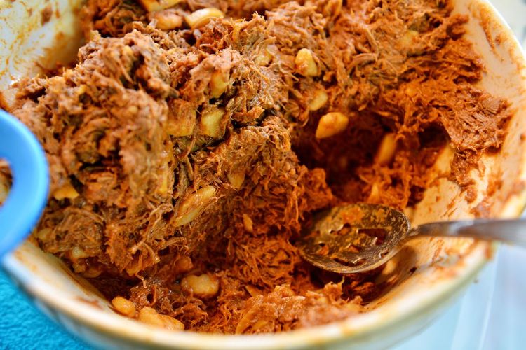 High angle view of food in bowl