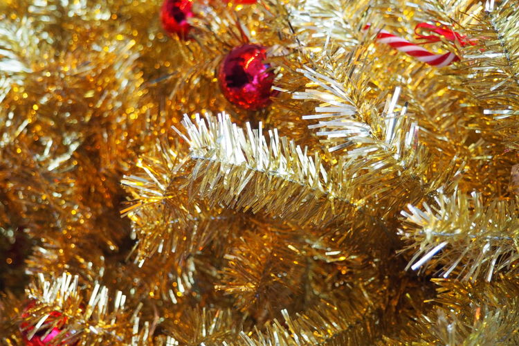 Full frame shot of artificial christmas tree