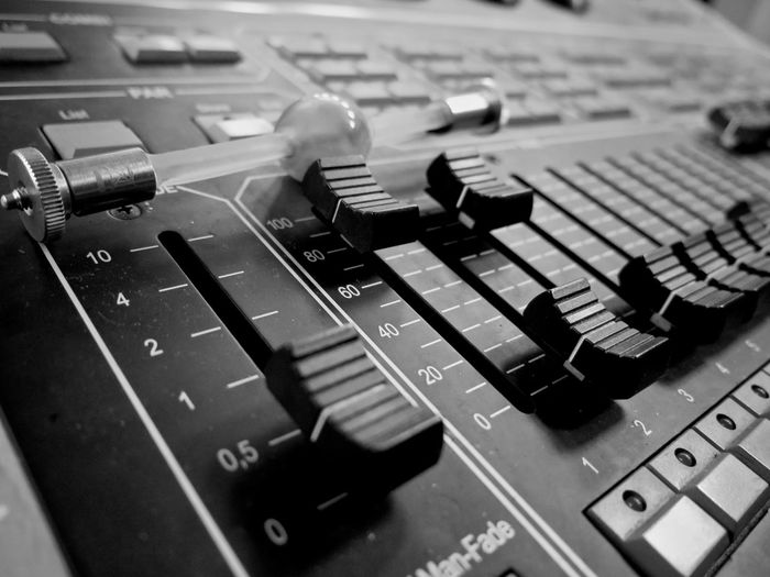 Close-up of mixing console