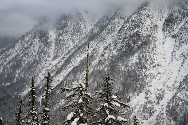 Snow covered mountains in the north cascades