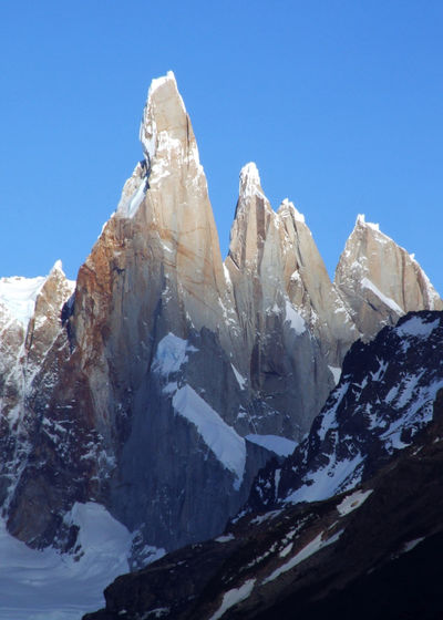 Pinnacles of cerro torre mountain range