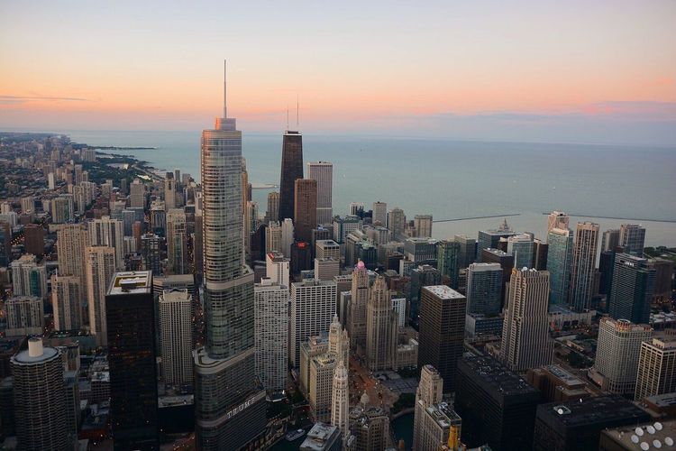 Aerial view of city at waterfront