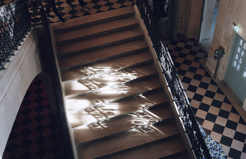 High angle view of staircase at home