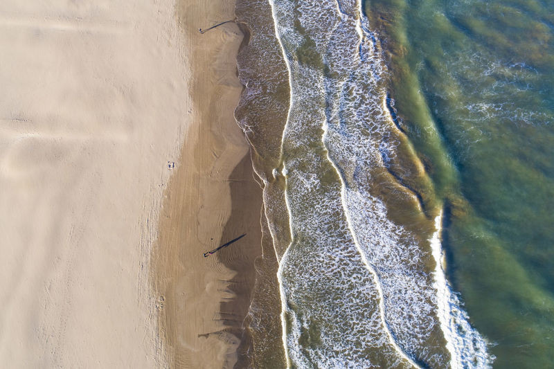 Aerial abstract view of valencia beach with waves