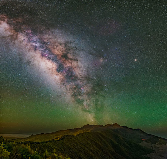 Scenic view of star field against sky at night