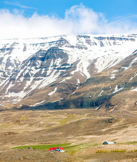 Completely isolated farm and barn in the hills of iceland. 