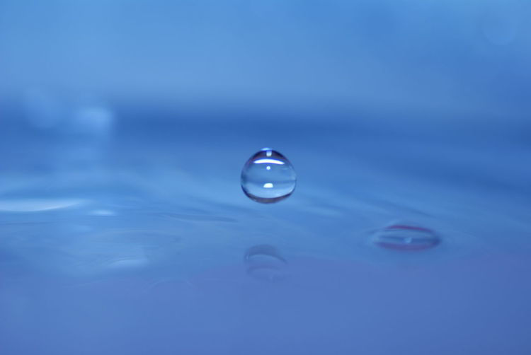 Close-up of raindrops on water surface