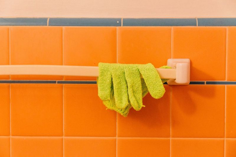 Close-up of glove in bathroom