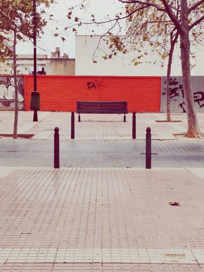 Empty footpath by street in city during autumn