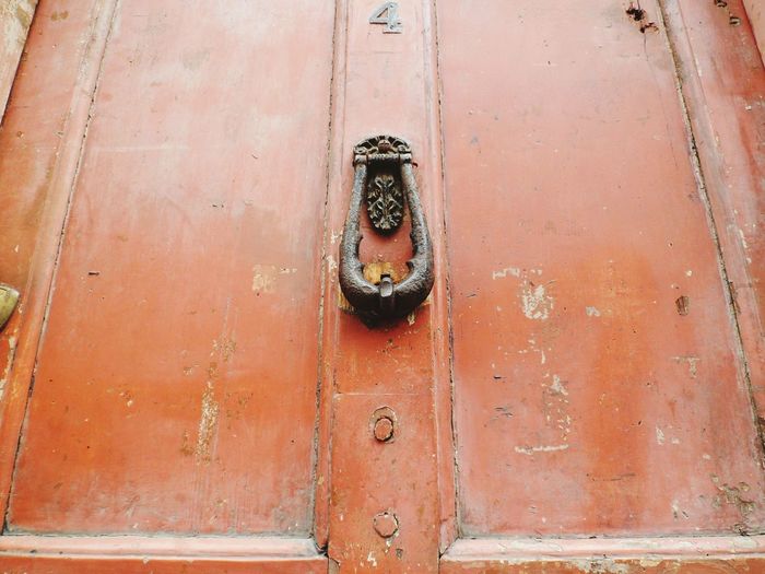Low angle view of door knocker