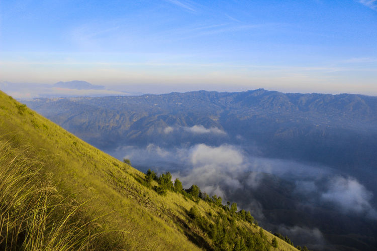 Scenic view of mountains against sky
