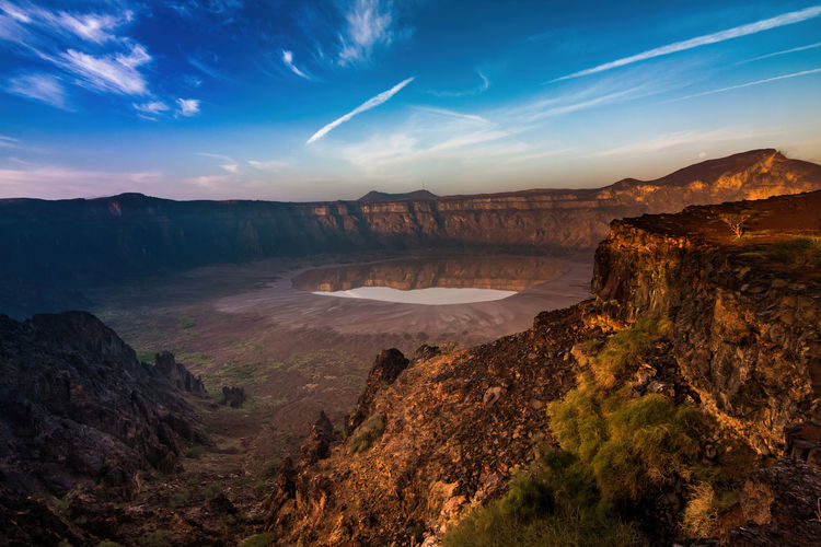 A stunning view of the al wahbah crater on a sunny morning