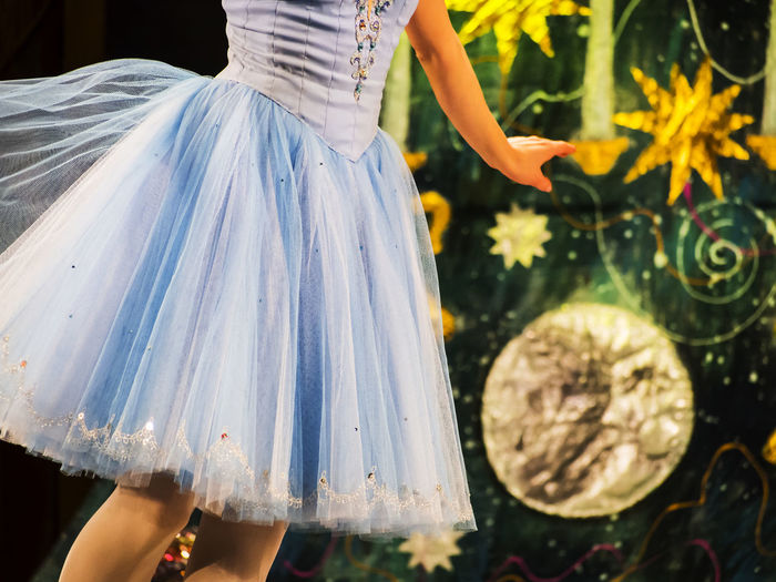 Midsection of ballet dancer performing on stage