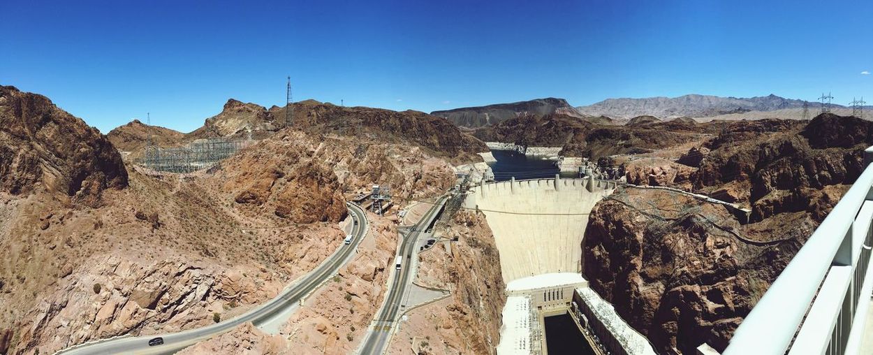Hoover dam against clear blue sky