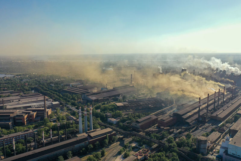 Factories smoke toxic substances into the atmosphere