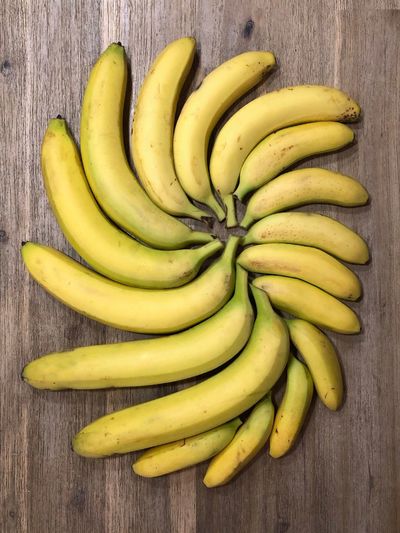 High angle view of bananas on table
