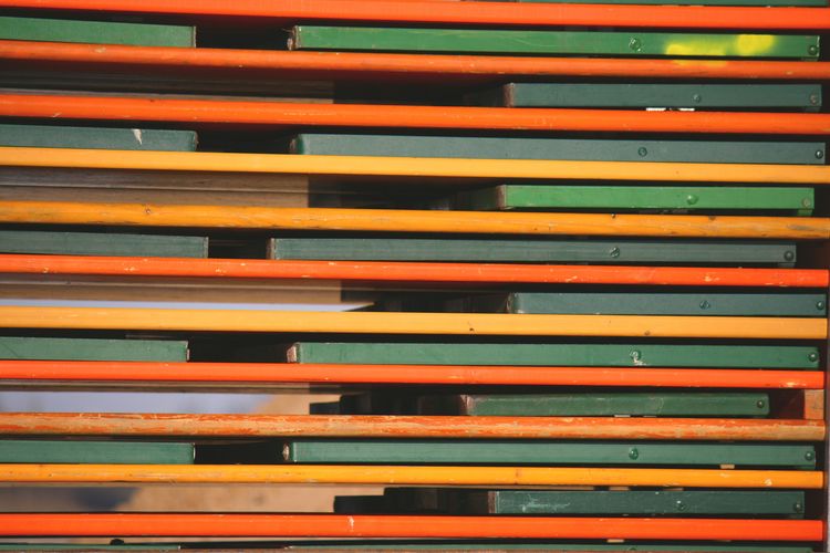 Full frame shot of colorful shelves