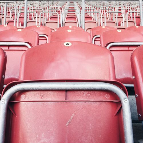 Close-up of red seats