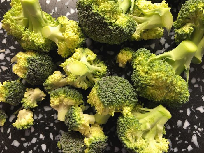 High angle view of chopped vegetables