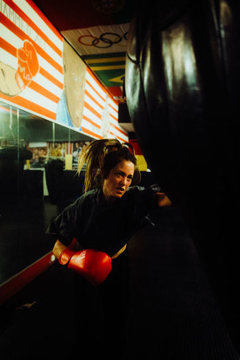 Portrait of maja lehrer woman boxing, female fighter.