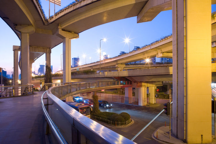View of elevated road at night