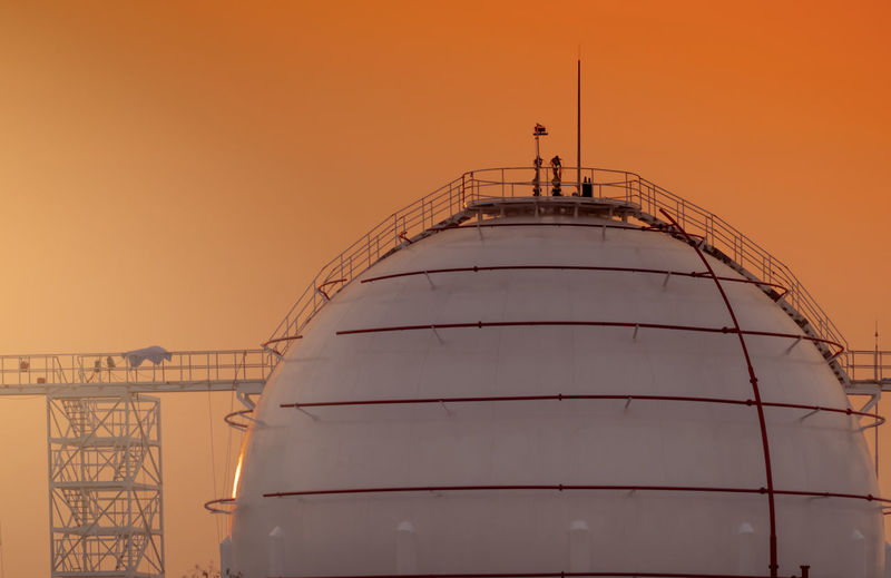 Industrial gas storage tank. lng or liquefied natural gas storage tank. spherical gas tank.