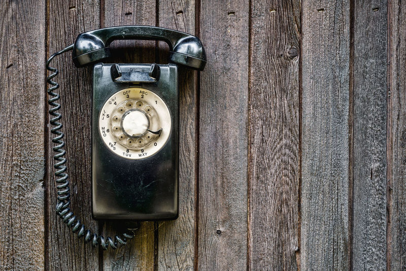Close-up of old telephone