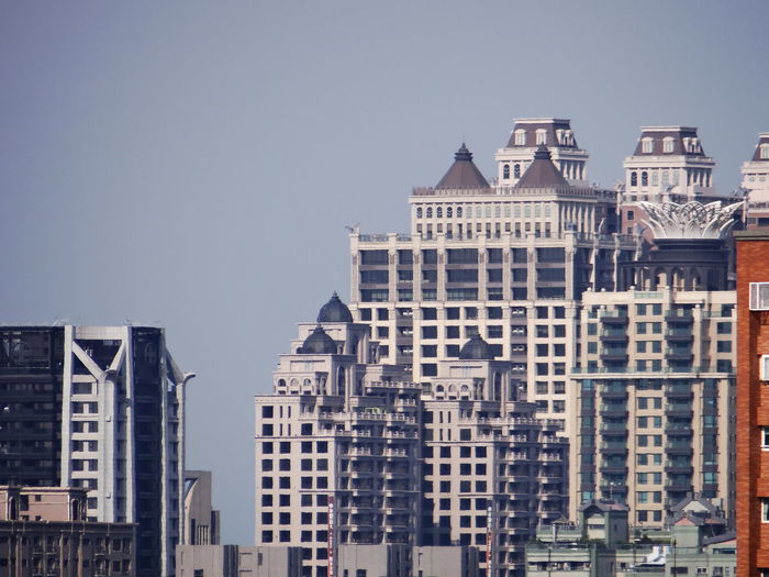 Low angle view of buildings in city