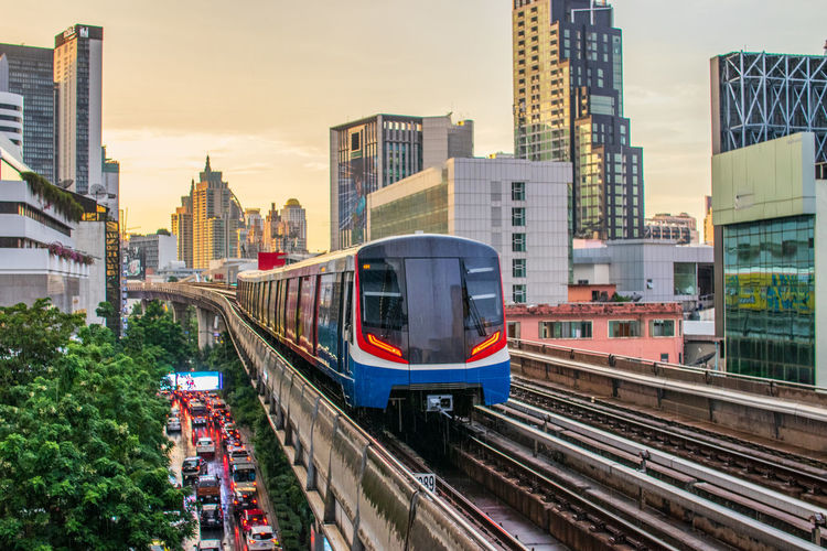 The skytrain in bangkok, thailand southeast asia