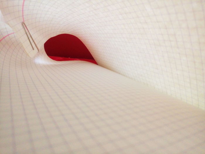 High angle view of heart shape on paper