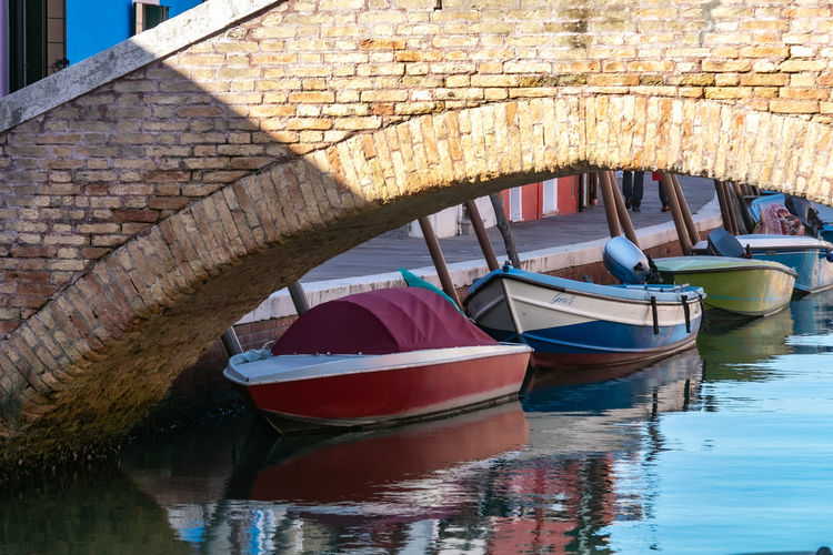 Boat moored in canal