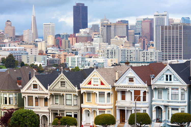 San francisco, california, usa - victorian houses known as painted ladies in alamo square.
