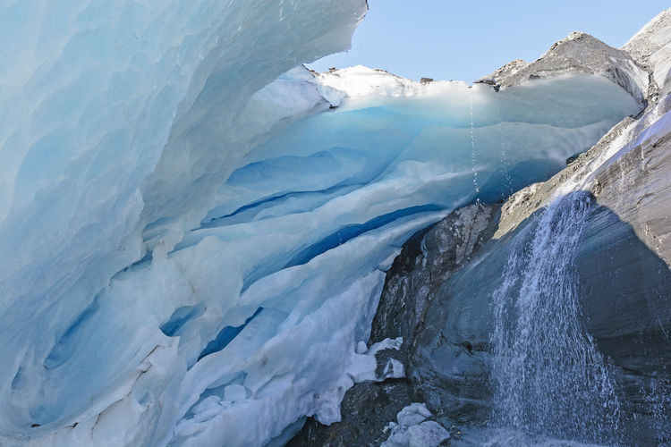 Under the glacial ice of the worthington glacier in alaska