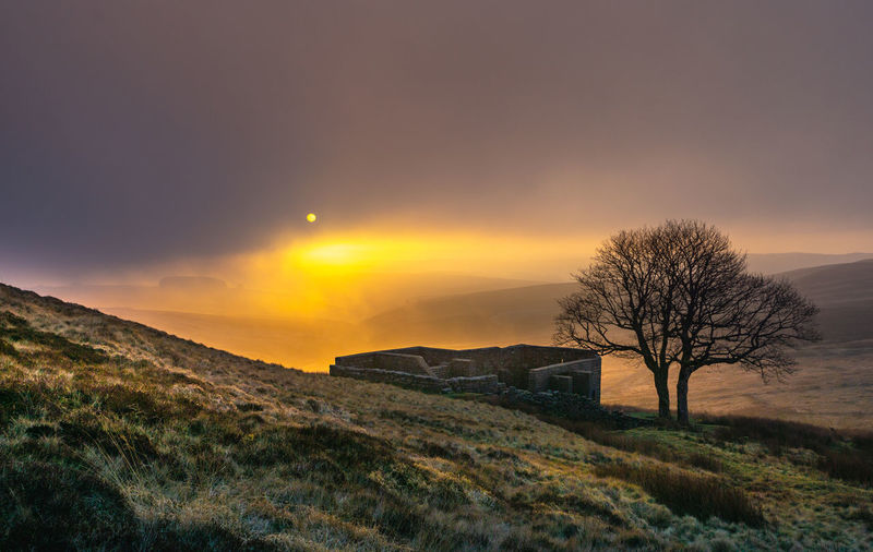 Sunrise of top withens a farmhouse connected to the bronte sister