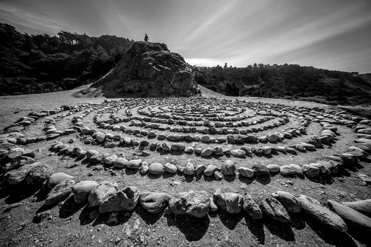 Stones arranged in labyrinth shape